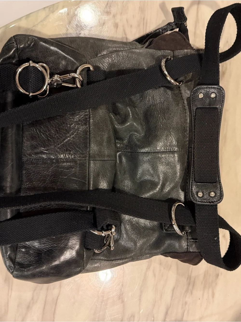 The Sak Black Leather Messenger Crossbody Bag